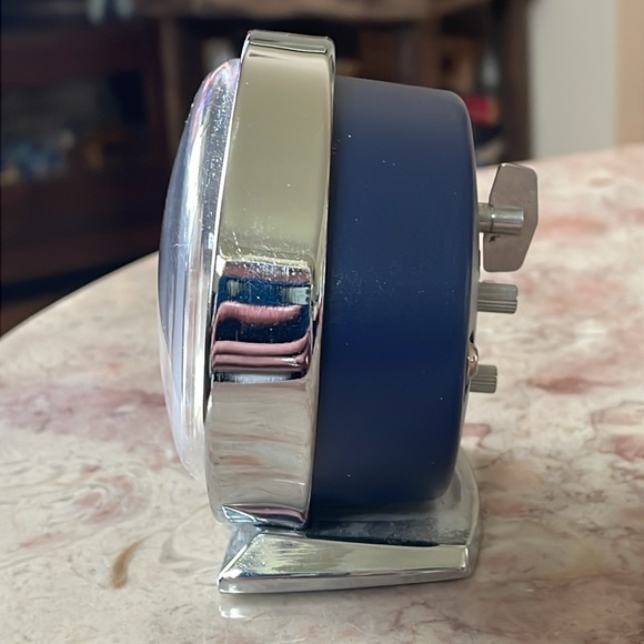 EUC Vintage Westclox Baby Ben Blue & Silver Alarm Clock - Picture 5 of 6